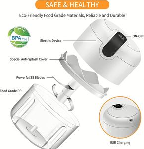 Multi-Functional Modern Wireless Stainless Steel Eco-Friendly Garlic Blender Portable Electric <b>Vegetable</b> <b>Chopper</b> Mini Food - Product Image 6
