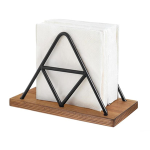 Kitchen Decor Countertop Table triangle wire napkin holder wooden tissue box Modern Wood Napkin Holder