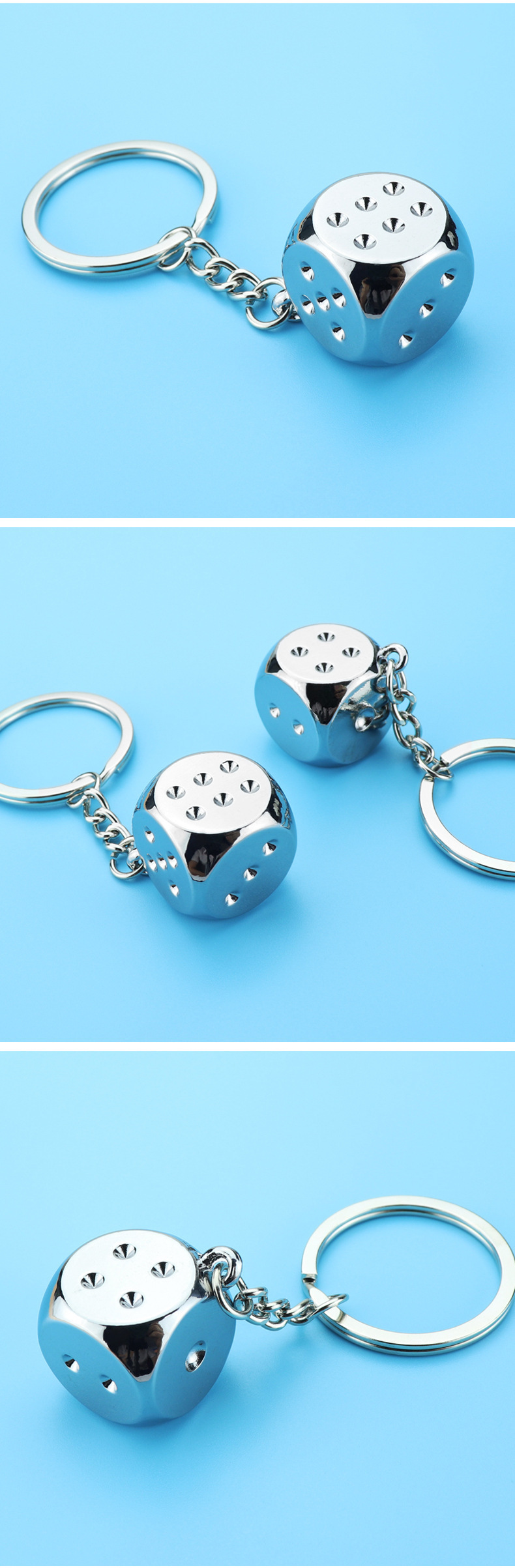 Casino Keychain Creative Games Gift Souvenir Zinc Alloy 3D Dice
