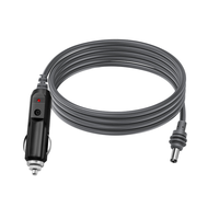Câble d'alimentation pour allume-cigare de voiture, prise mâle vers DC 5.5x2.1mm IEC IP44, adaptateur 8A avec fusible et interrupteur pour caméra embarquée
