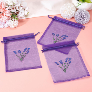 Sachets parfumés à la lavande, désodorisant pour placards et tiroirs, en polypropylène, 5g, fleurs séchées, sac en <span class=keywords><strong>organza</strong></span> violet, logo - Product Image 4