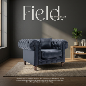 Fauteuil individuel vintage carré capitonné en similicuir rembourré avec pieds en bois pour salon et hôtel - Product Image 3