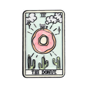 7 gaya bros makanan Tarot Pin kustom kopi merah anggur donat kerah Pizza Pin Enamel lembut - Product Image 6