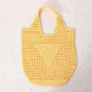 Bolso Tote Casual de Gran Capacidad para Mujer, Bolso de Ganchillo de Paja Calado, con Dos Compartimentos Abiertos, Color Caramelo Fresco, Portátil para la Playa - Product Image 4