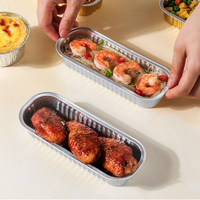 Barquette rectangulaire jetable en aluminium de 200 ml, résistante au four, pour mini-gâteaux, idéale pour la pâtisserie maison, écologique et de qualité alimentaire