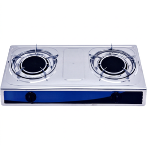 Table de cuisson à gaz double brûleur ZGBES, surface métallique noire, commande par bouton, allumage automatique, classe d'efficacité énergétique, utilisation hôtelière, facile à utiliser - Product Image 1