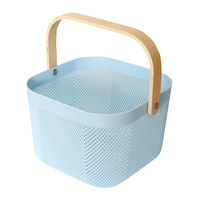 Panier de rangement moderne en plastique portable pour vidange de fruits et légumes Panier en bois PP pour pique-nique