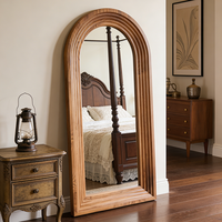 Miroir sur pied vintage de style Wabi-sabi, arqué, pleine longueur, d'inspiration française, pour la maison, miroir mural en bois de style européen