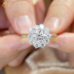 Goldleaf 18K White Gold 2 3 4 Carat D Vs1 Round Diamond Flower Ring Suitable for Wedding, <b>Gift</b>, <b>Memorial</b>, Daily Wear - Product Image 5