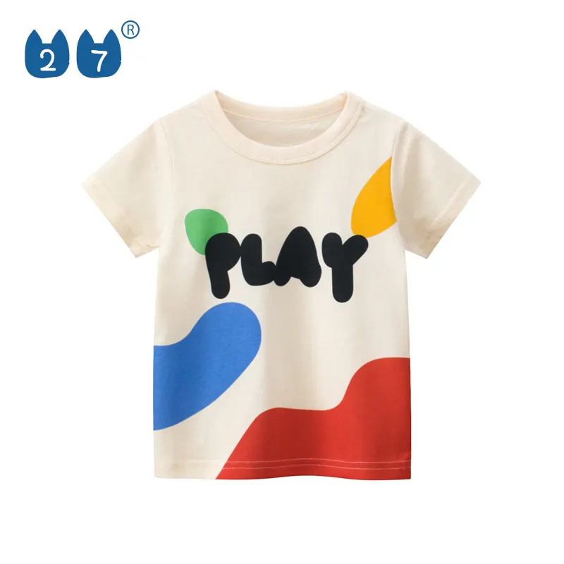 Beige Color Cute Summer Kids T Shirts Cotton Soft Comfortable Girls Short Sleeves T Shirts