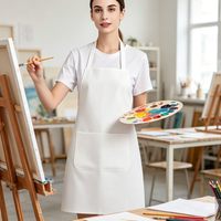 Tablier blanc vierge en polyester lavable avec logo personnalisé, 1 grande poche et sangle de cou réglable pour la cuisine, la pâtisserie, les cafés et les restaurants