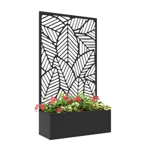 Écran de confidentialité personnalisé pour l'extérieur avec jardinière Panneau de confidentialité en métal et lit de jardin surélevé pour jardin, patio, piscine et bain à remous Noir - Product Image 6