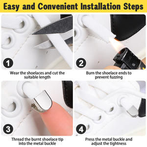 WEGOODZF Lacets élastiques plats sans cravate avec boucles en métal Lacets de remplacement paresseux de 8 <span class=keywords><strong>mm</strong></span> de large pour enfants et adultes - Product Image 3