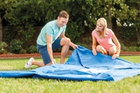 INTEX 28272 PVC-Stahl Rechteckiger Übergroßer Verstärkter Stabiler Aufblasbarer Bodenschwimmbecken 300x200x75cm für Zuhause und Kinder