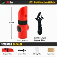 Boussole multifonctionnelle 7 en 1, thermomètre, lumière LED, cordon étanche, sifflet de survie d'urgence pour le camping, la randonnée et les activités de plein air