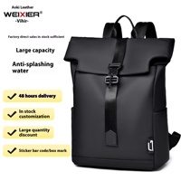 Advanced Sense personnalisable 15.6 pouces PU ordinateur sac à dos grande capacité étanche géométrique fermeture éclair pour hommes affaires latop cas