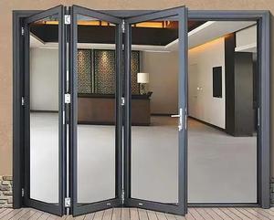 Moderne Faltbare Doppel-Verbundglas Aluminiumlegierung HC Bi-<span class=keywords><strong>Fold</strong></span> Falttür Hof Einfache Bedienung Multifunktional Winddicht - Product Image 1