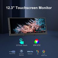 12.3" Touchscreen Secondary Monitor IPS LCD Stretched Bar Travel Display 1920x720 for USB-C Portable Laptop Use Black