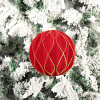NUEVO Éxito de Ventas: Adorno Navideño de Bola Roja de Cristal Ecológico de Alta Calidad con Malla Flocada, 12 cm y 15 cm, para Colgar en Árboles