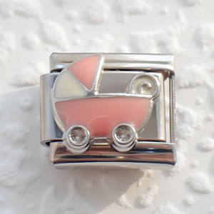 2025 bricolage personnalisé 304 acier inoxydable italien bébé poussette Bus taureau infirmière chapeau série Bracelet à breloques 9mm * 10mm Module - Product Image 2