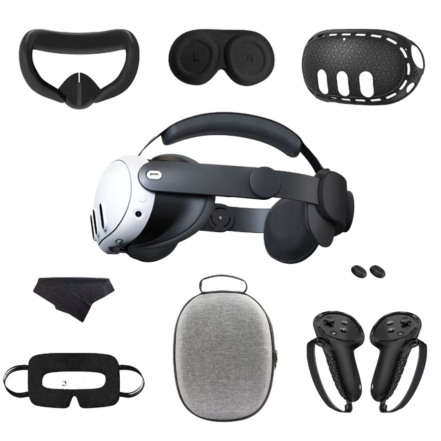 Ergonomically Designed Silicone Wireless Virtual Reality Game Accessories Full Set Compatible for Meta Quest 3 Headsets