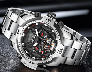 Nhà Máy Số Lượng Lớn Tùy Chỉnh Tất Cả Các Thép Không Gỉ Lịch Skeleton Nhỏ Thứ Hai Tay Người Đàn Ông Không Thấm Nước Cơ Khí Tự Động Đồng Hồ Đeo Tay - Product Image 4