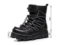 Bottes de moto unisexe en cuir véritable à plateforme et semelle épaisse, style vintage, mi-mollet, tendance mode, vente en gros pour hommes