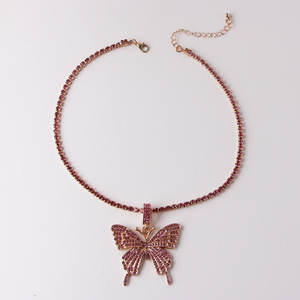 Hot-selling Rhinestone Pendant <strong>Necklaces</strong> Chain Crystal Butterfly <strong>Choker</strong> <strong>Necklace</strong> Frosted Butterfly Pendant <strong>Necklace</strong> for Women - Product Image 6