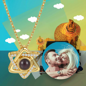 Collana con Proiezione a Stella Esagonale Placcata in Oro Rosa con Zirconi, <span class=keywords><strong>Ciondolo</strong></span> a Cuore Personalizzato con Foto, Regalo Romantico - Product Image 2