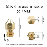 YouQi Kit Peralatan Nosel MK8, Nosel Kuningan 0.4Mm 25 Pcs dengan Jarum Pembersih Kunci Pas Hex