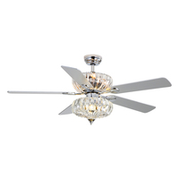 Plafonnier led en cristal avec ventilateur intégré et télécommande, design moderne, luminaire décoratif de plafond, idéal pour une chambre à coucher, 220V, 52 pouces