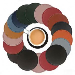 Wholesale Coffee Souvenir Cup Mat With Logo Pu Leather Drink Coaster for Restaurant Hotel Promo Business <b>Gift</b> Coasters - Product Image 4