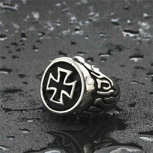 Men's Stainless Steel Cross <b>Ring</b> <b>Silver</b> Punk Style Geometric Design Gift Jewelry 26027 - Product Image 5