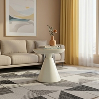 Table basse ronde en bois écologique de haute qualité, style nordique moderne, finition crème mate, prix de gros