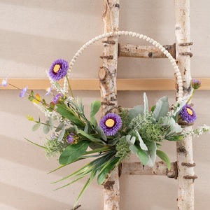 Mur de fleurs artificielles Lingwei, marguerites violettes, feuilles vertes, décoration d'intérieur, bouquet de mariage CF01296 - Product Image 1