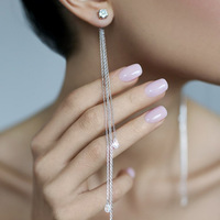 925 Sterling Silber Damen-Ohrringe mit Rhodium-Beschichtung, Luxuriöse Brillantschliff Hochkarätige Diamant-Quastenohrringe, Geschenkidee