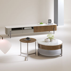 Mesa de centro y mueble para TV de piedra de estilo italiano, ligero y lujoso, combinación moderna y minimalista para sala de estar pequeña - Product Image 3