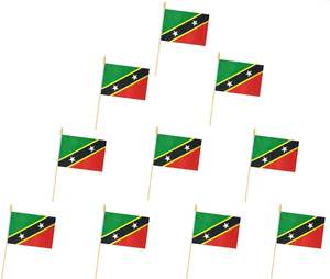 Drapeau de main de Saint Kitts et Nevis de 14x21 cm-<span class=keywords><strong>Mini</strong></span> drapeau de bâton en polyester durable Impression numérique vibrante pour défilés, sports et événements - Product Image 2