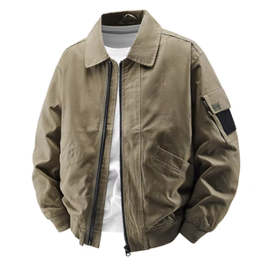 Herbst Frühling Herren Vintage American Style Long Jacket Workwear Freizeit mantel Turn-Down Kragen Taschen XL Zipper Washed Shearing - Product Image 2