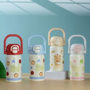 500Ml School Season Children's <b>Thermos</b> <b>Cup</b> Baby Double Drinking Pipette One-Button Open Lid Student Water Bottle With Handle - Product Image 5
