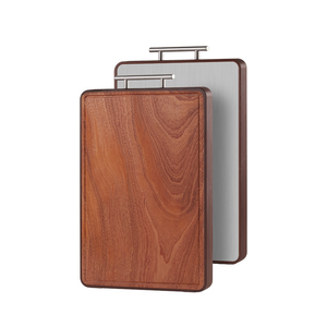 Planche à découper antibactérienne double face en <span class=keywords><strong>bois</strong></span> d'ébène et acier inoxydable <span class=keywords><strong>de</strong></span> haute qualité, séparée pour les aliments crus et cuits, robuste et résistante - Product Image 1