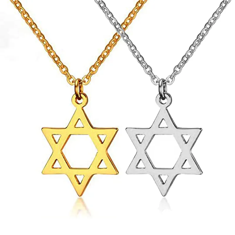 Collar con colgante de Estrella de David de PVD para hombre y mujer, de acero inoxidable, pequeño collar de estrella de seis puntas, joyería judía de Israel