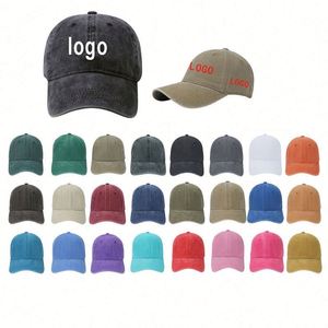 Gorras de Béisbol al por Mayor en Stock, de Color Sólido, Sin Estructura, 100% Algodón, Estilo Dad Hat, de 6 Paneles, Lavadas y Desgastadas, con Logotipo Personalizado - Product Image 1