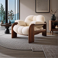 Fauteuil design individuel pour salon, style Wabi, en bois massif, fauteuil nuage, chaise de loisirs