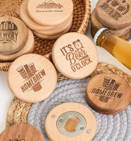 Décapsuleur en bambou écologique personnalisé, aimants de réfrigérateur en acier inoxydable, sous-verre en bois, design moderne, logo gravé au laser, magnétique pour bière