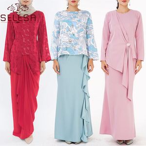 <span class=keywords><strong>2021</strong></span> nueva llegada conjuntos de mujer personalizados de moda Abaya en Malasia mangas acampanadas encaje Kebaya recorte de talla grande Baju Kurung - Product Image 5