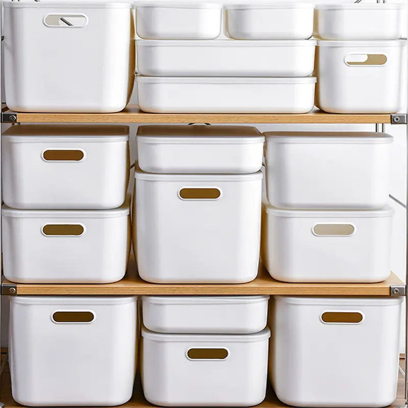 Home Plastic Storage Boxes & Bins Clothing Storage Box White Plastic Storage Organizer Bins With Lid