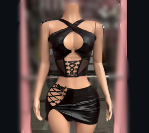 Viviblook Z1224ST01 Women Summer Set <b>Sexy</b> Night Club Sleeveless Strap Vest <b>Mini</b> <b>Skirt</b> Set Two Piece Set - Product Image 1