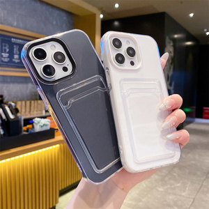 In Macaron Card borsa trasparente custodia per telefono per <span class=keywords><strong>iPhone</strong></span> 17 16 15 14 13 12 11Pro Max portafoglio Color caramella tascabile <span class=keywords><strong>Cover</strong></span> morbida in TPU - Product Image 3