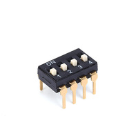 Interruptor DIP SMD de paso de 2.54 mm (Modelo DSIC01LHGET) también llamado interruptor de código / interruptor DIP de dedo